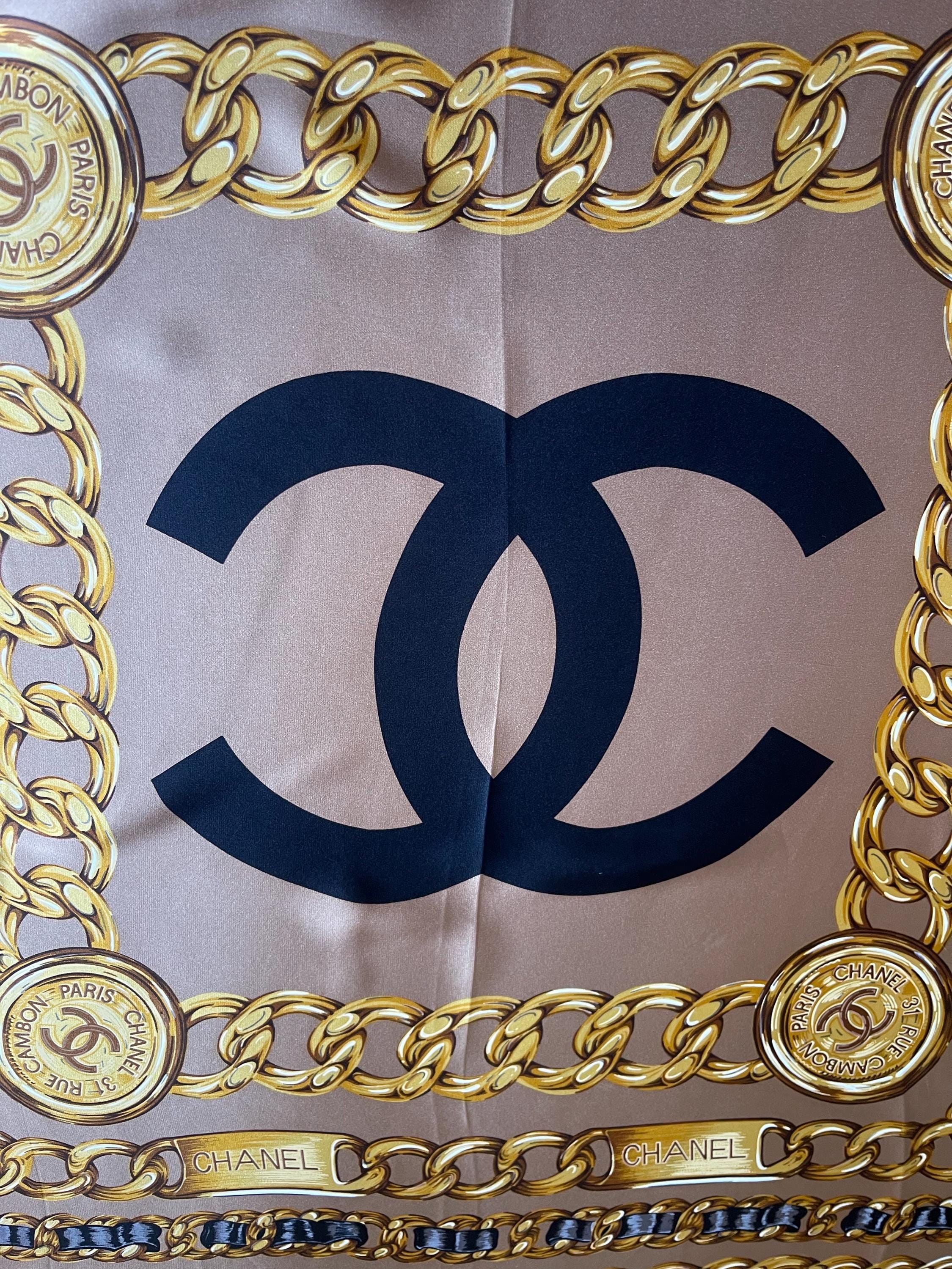 CHANEL Grey CHAIN SILK Scarf - Etsy