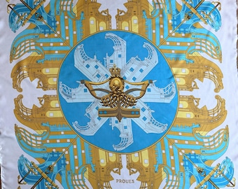 HERMÈS PROUES 1973 Silk Scarf designed by Ledoux Philippe