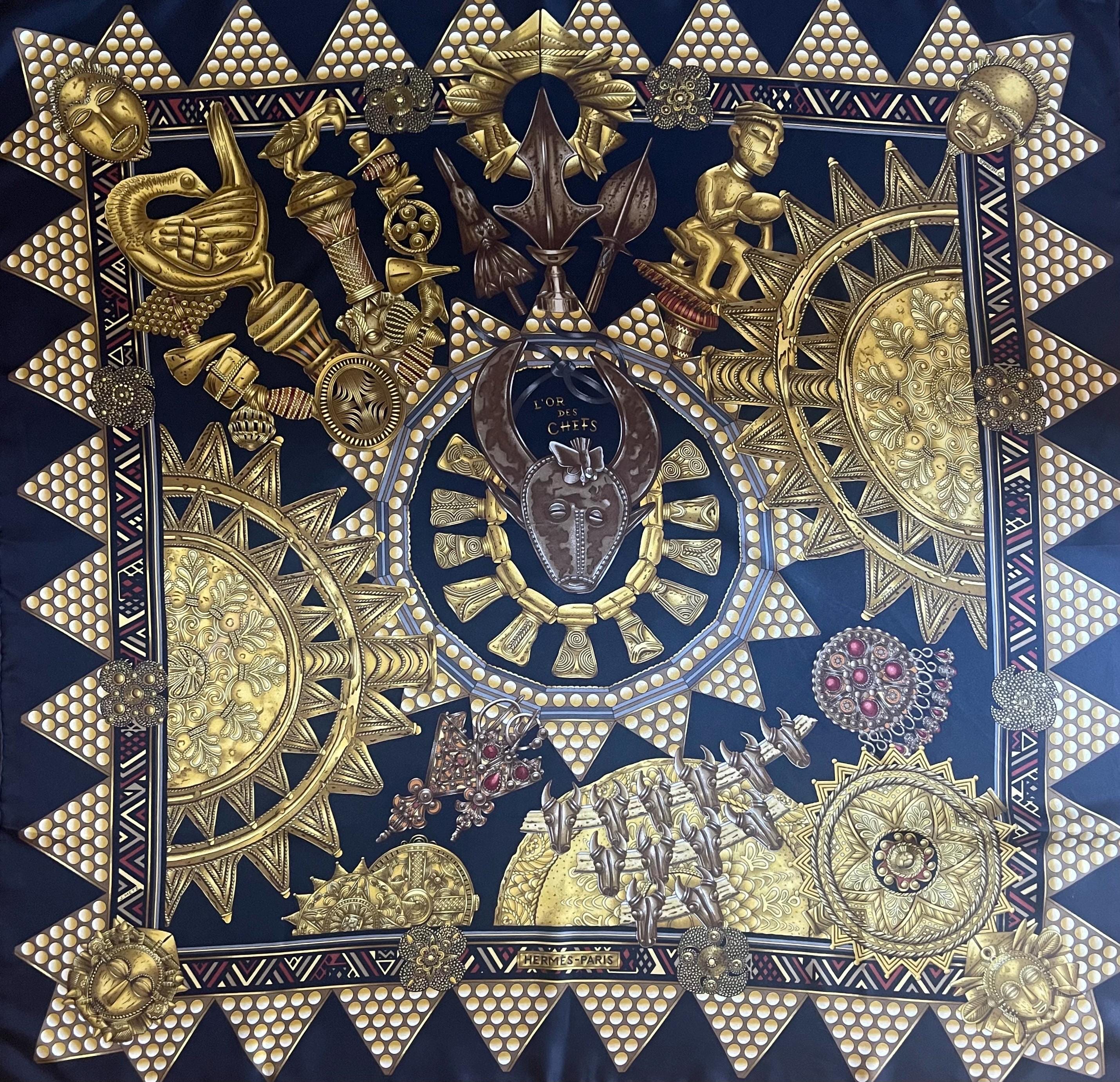 カ*ネ様 HERMES L'or des Chefs スカーフ HERMÈS Silk Scarf « L'OR Des CHEFS » 1997 - Etsy