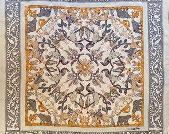 HERMÈS EARLY AMERICA 1984 Silk Scarf Francoise de la Perriere
