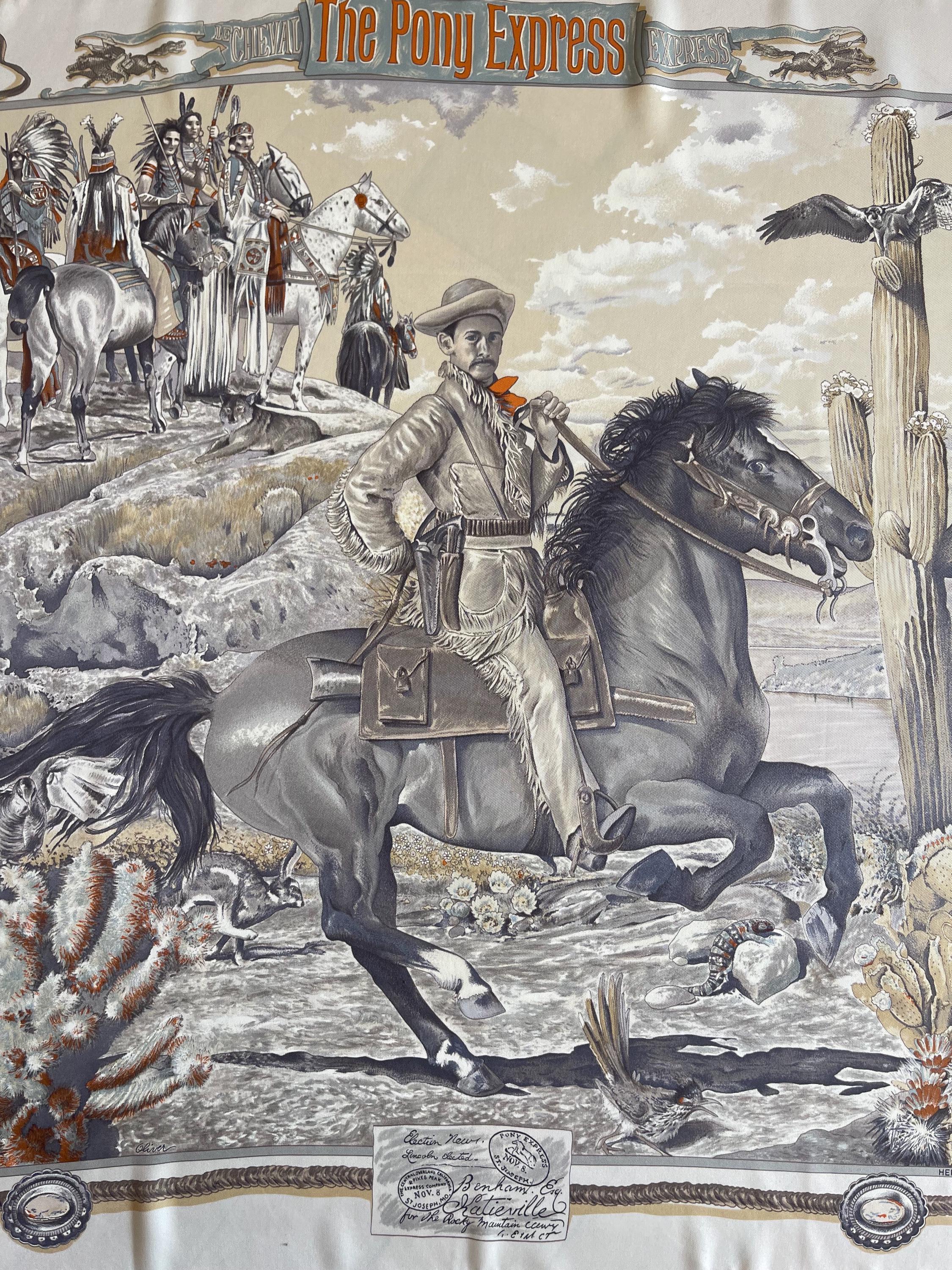 HERMÈS 70cm Silk Scarf « the PONY EXPRESS » 2012 - Etsy