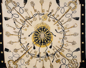 Fular HERMÈS les CLEFS en soie Latham Caty 1980