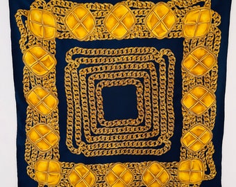 BUFANDA CHANEL vintage en soie bleue 1980