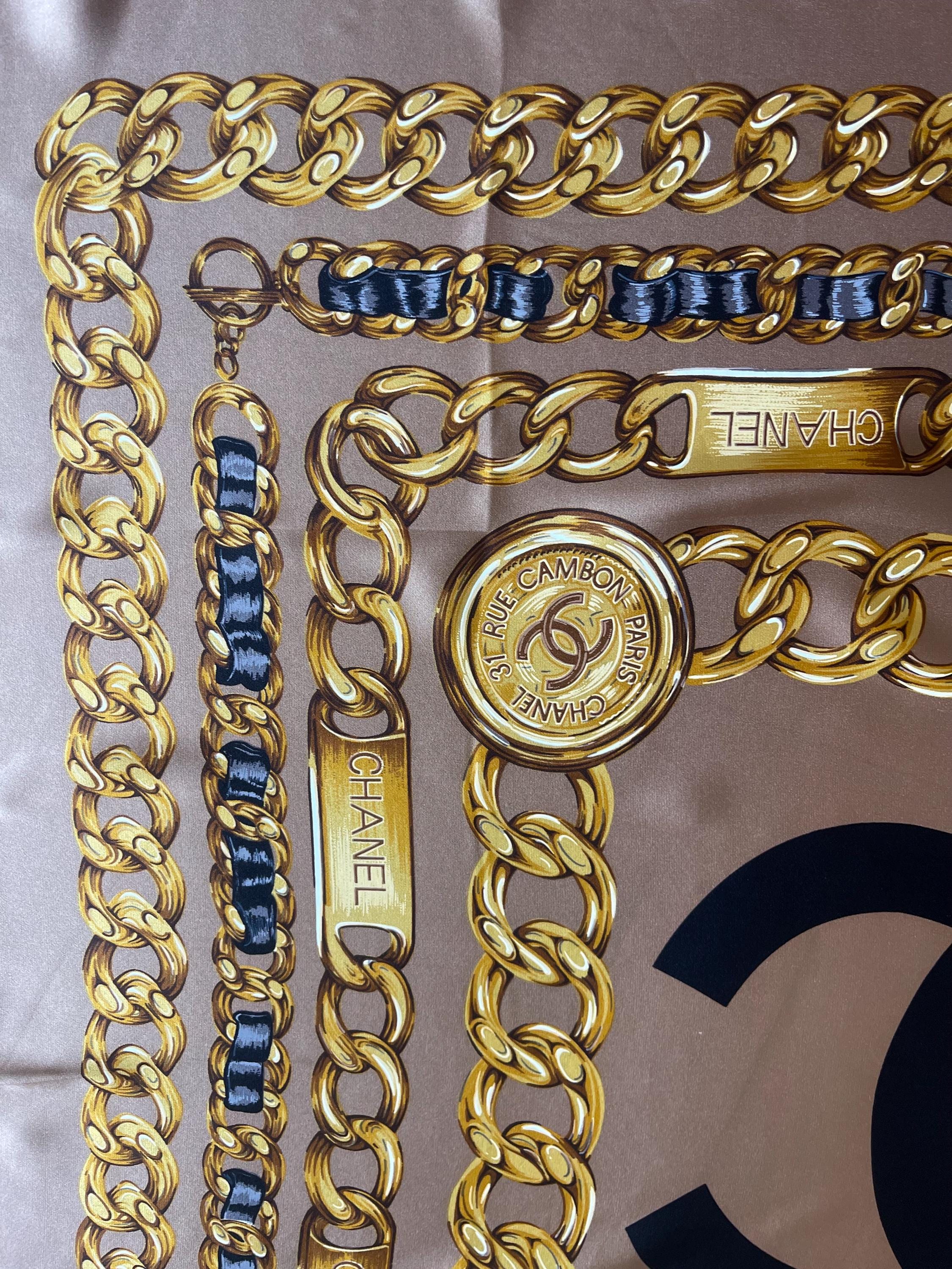 CHANEL Grey CHAIN SILK Scarf - Etsy