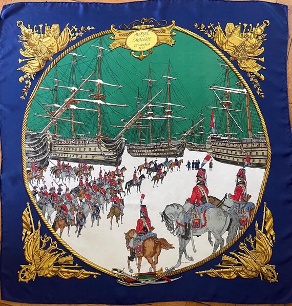 エルメス 海兵隊と騎士団 シルクスカーフ 1966年 Ledoux Philippe