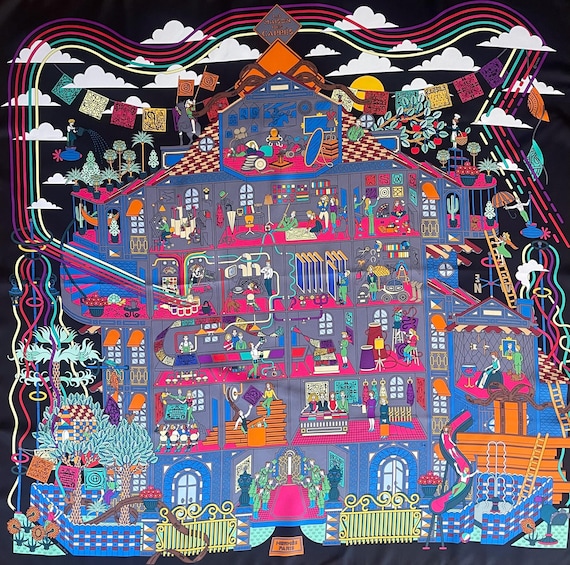 HERMÈS Silk Scarf “La MAISON Des CARRÉS” 2014