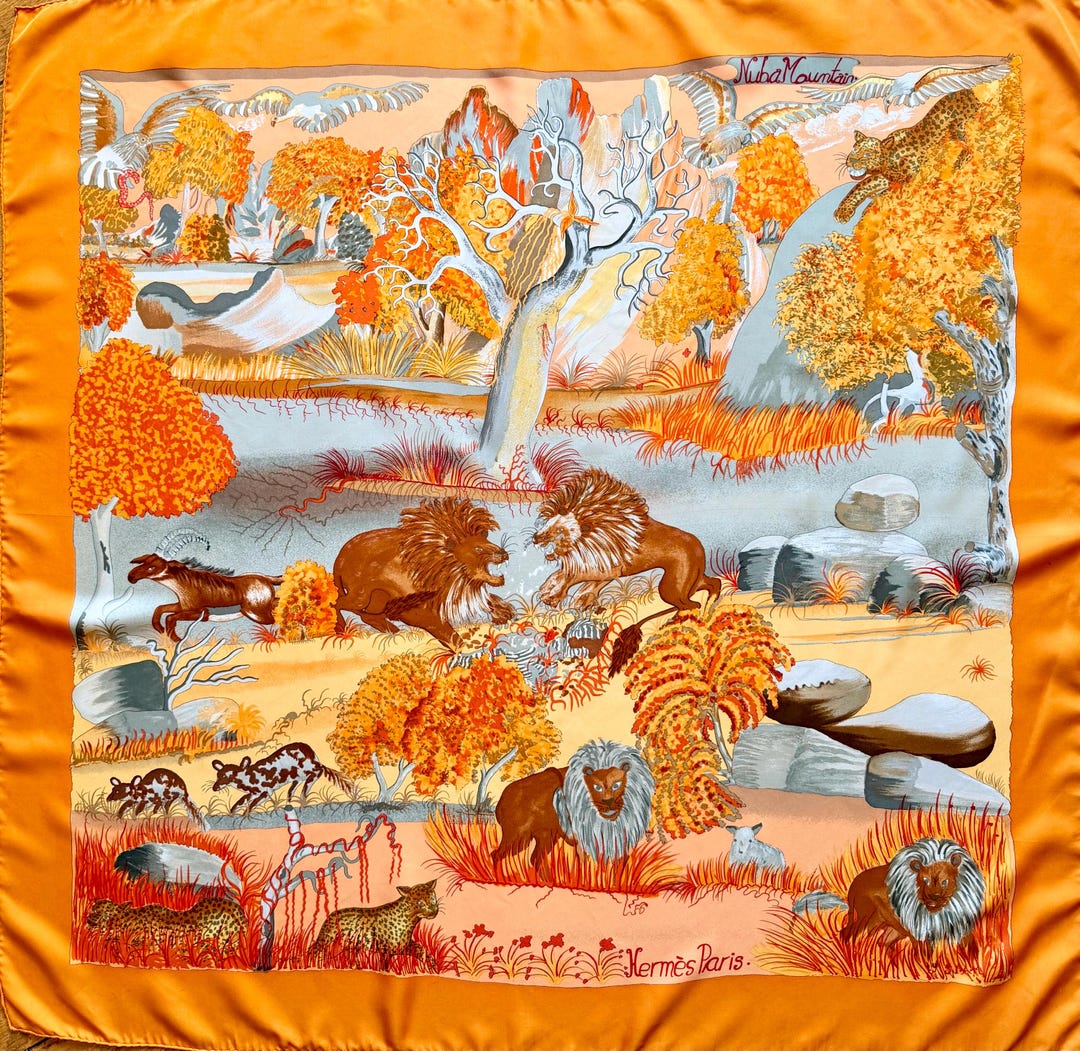 HERMÈS NUBA MOUNTAIN 1997 Silk Scarf Designed by Sefidin - Etsy