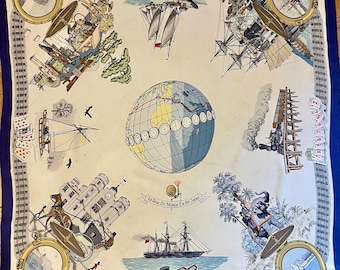 HERMES die TOUR du MONDE in 80 Tage Seidenschal 1963 Philippe Ledoux