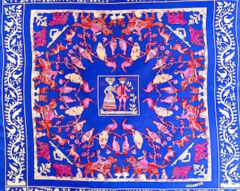 HERMÈS EARLY AMERICA 1 Silk scaf 1981 designed by Françoise de la Perriere