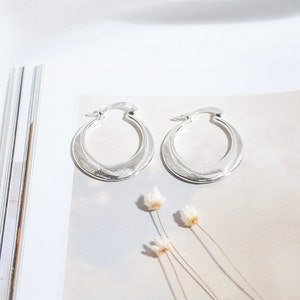 Chunky Silver Hoop Earring | Sterling Silver Earrings, Hinged Huggies Earrings, Hoop Earrings, Chunky Hoop Earrings