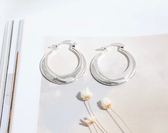 Chunky Silver Hoop Earring | Sterling Silver Earrings, Hinged Huggies Earrings, Hoop Earrings, Chunky Hoop Earrings