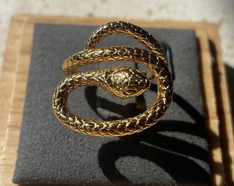 Gold Snake Ring, Adjustable Serpent Ring, Minimalist Wrap Ring, Snake Ring, Finger Wrap, Snake Statement Ring