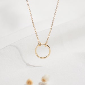 Small Circle Necklace | Minimalist Choker, Sterling Silver Necklace, Gold Circle Necklace, Dainty Necklace, Gift for Her