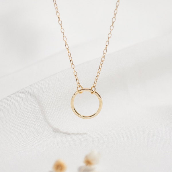 Gold Circle Necklace Etsy