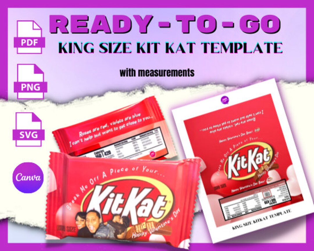 READY-TO-GO King Size Kit Kat Valentine's Day Template - Etsy