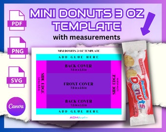 Mini Donuts 3 OZ | Party Favor Template