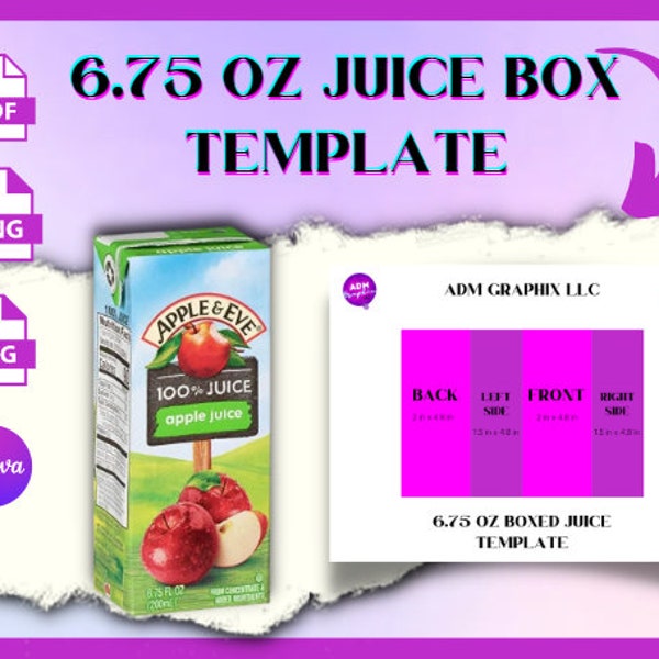 Juice Box Template (6.75oz) - Party Favor Template