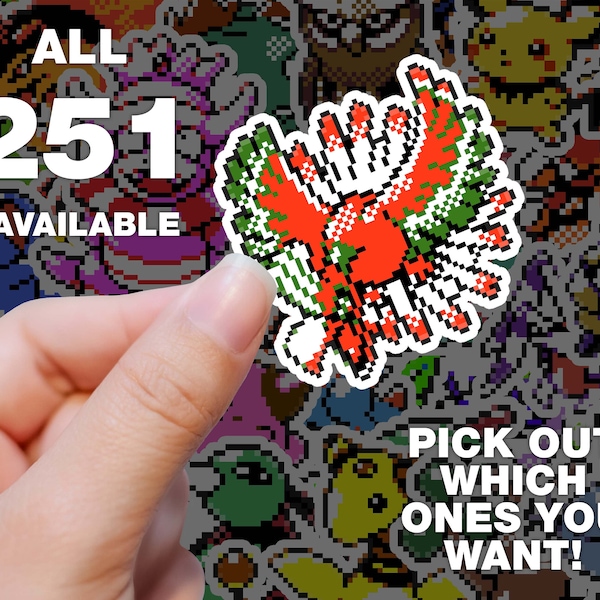 Pokemon Gen 2 Pixel Art Stickers Gold | Pokemon Sticker | Laptop Sticker | Water Bottle Sticker | Journal Sticker | Vinyl Sticker