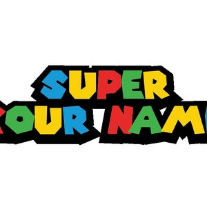 Super Mario Logo Custom Name, Birthday Party Decoration DIGITAL FILE