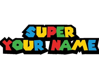 Super Mario Logo Custom Name, Birthday Party Decoration DIGITAL FILE