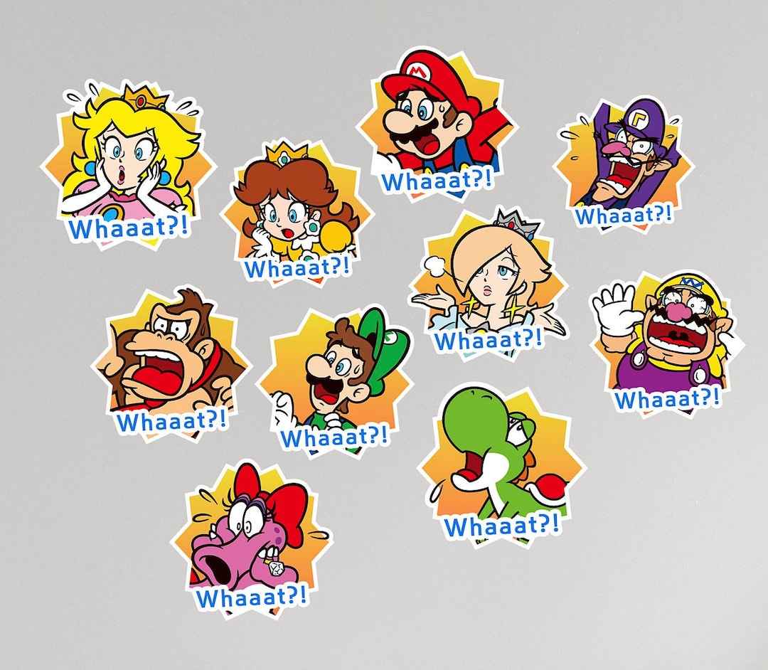 Mario Vinyl Stickers, Whaaat Pack, Mario Superstars, Waterproof