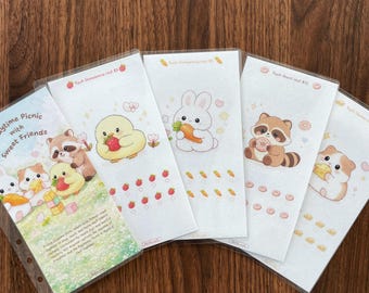 A6 Cash Stuffing Envelopes | Sweet Friends Animal Budget Binder Inserts Savings
