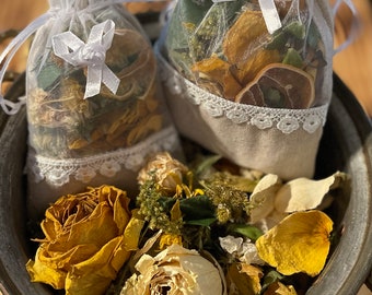 Sunny Garden Potpourri | Dried Florals & Citrus | Potpourri Sachet Bags | Farmhouse Bowl | Wedding Decor | Gift For Her