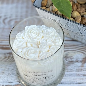 White Tea Scented Candle | Flower Candle | Luxury Spa Scent | Wedding Gift | Artisan Candle | Gift for Her