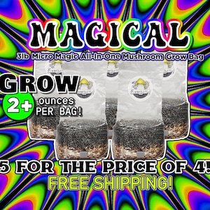 FIVE Micro Magical 3lb All-In-One Mushroom Grow Bag | FREE SHIPPING