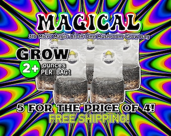 FIVE 3lb Micro Magical All-In-One Mushroom Grow Bags | High Yield All In One Kit
