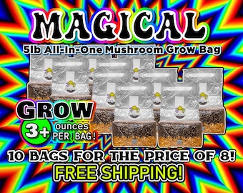 TEN Magical 5lb All In One Mushroom Growing Bags discounted listing!