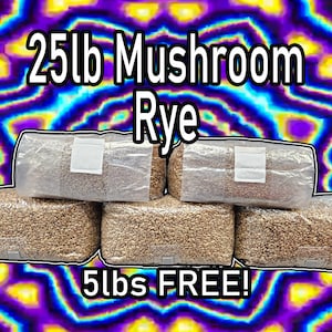 25lb Pack of 5lb Rye | FREE SHIPPING | Sterile Grain For Mushrooms