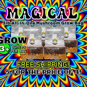 FIVE Magical 5lb All In One Mushroom Growing Bags discounted listing!