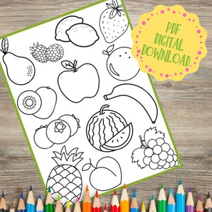 Fruit Frenzy: Druckbare Malseite zum Thema Obst