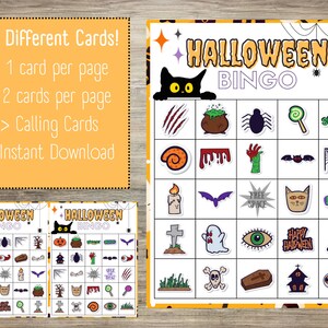 Printable Halloween Bingo Game, Fun Activity for Adults and Kids, Instant Download, Spooky Bingo, Halloween Party Game