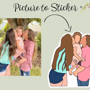 Custom Photo Drawing Waterproof Sticker, Custom Gift, Friend Gift, Couples Gift, Cartoon Sticker, Personal Photo Sticker, Weatherproof