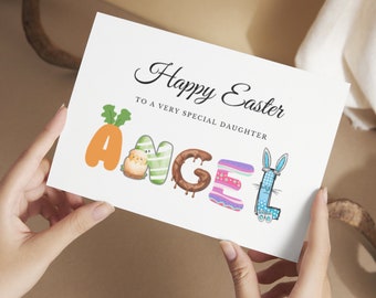 Custom Easter Card, Personalized Gift For Niece, Nephew, Daughter, Son, Grandson, Granddaughter, Card for Kid, Girl, Boy