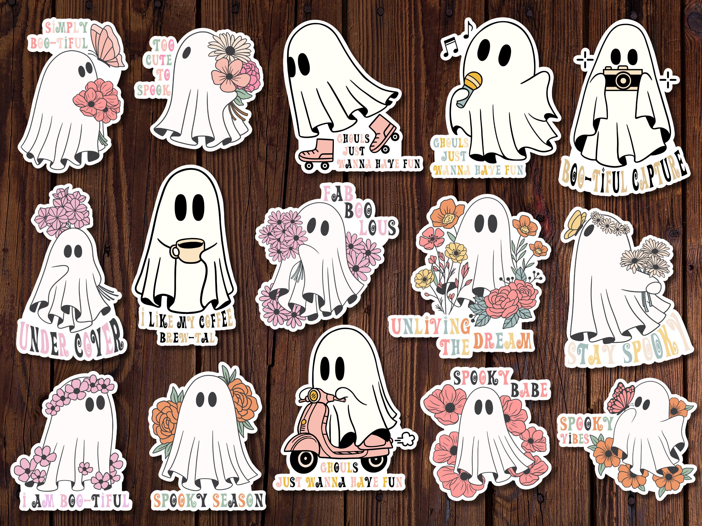 Rouleau De 500 Autocollants Fantômes Halloween - Holographiques Scintillants, Imperméables, Taille 3x2,5 Cm - Pour Scrapbooking, Décoration, Cadeaux