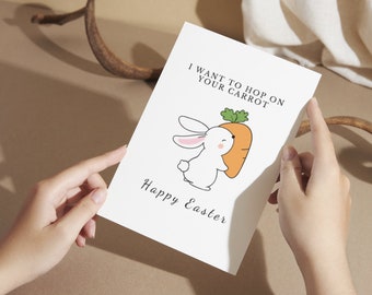 Dirty Easter Card, Easter Love, W/ Envelope, For Partner, For Wife, For Husband, For Girlfriend, For Boyfriend, I want to hop on your carrot