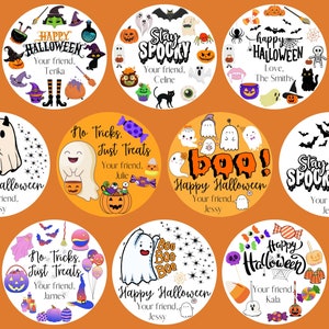 Custom halloween stickers candy bag,  trick or treat bag stickers, halloween party favors, pumpkin, happy halloween labels