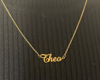 Personalized Name Necklace, 18K Gold Family Name, Tiny Chain Jewelry, Calligraphic Name, Custom Letters Necklace