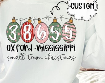 Custom Small Town Christmas PNG, Custom Christmas  PNG, Custom Zip Code, Southern Christmas png Sublimation Design, Christmas PNG Designs