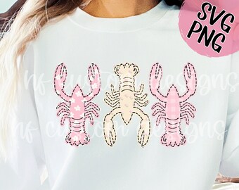 Crawfish PNG Faux Embroidery PNG Sublimation Design Crawfish Mardi Gras Sublimation Digital Download