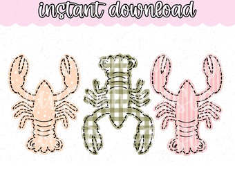 Crawfish png faux appliqué | faux embroidery crawfish png | Cajun png | Louisiana png | Easter png | Crawfish svg | Digital download