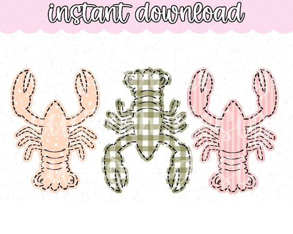 Crawfish png faux appliqué | faux embroidery crawfish png | Cajun png | Louisiana png | Easter png | Crawfish svg | Digital download