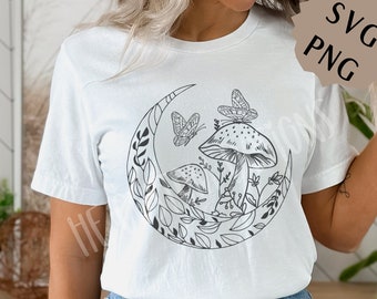 Mushroom Svg | Mushroom png | Cottagecore aesthetic design | Celestial png | Boho SVg | Mushroom png sublimation