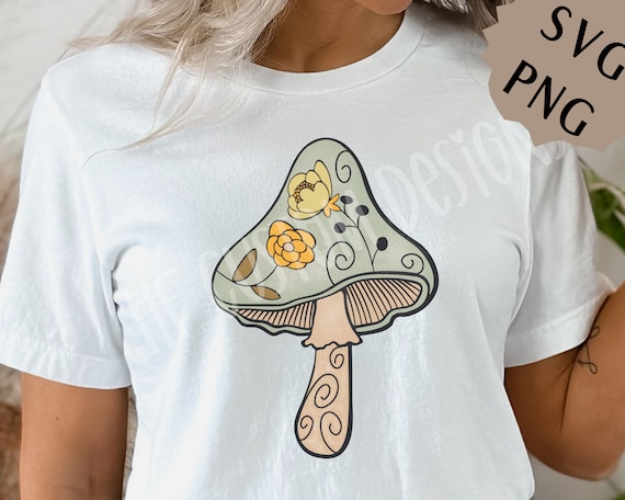 Mushroom svg | Mushroom png sublimation design | Hand drawn cottage core aesthetic design | cottagecore svg | Vintage design