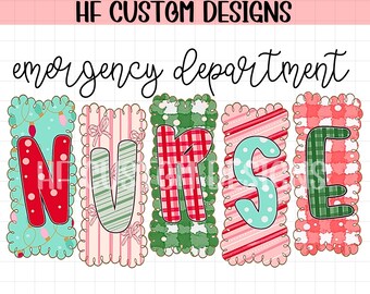 Christmas nurse PNG | ER nurse shirt png | Nurse christmas shirt | Preppy christmas png | Cute nurse christmas png | Emergency nurse png