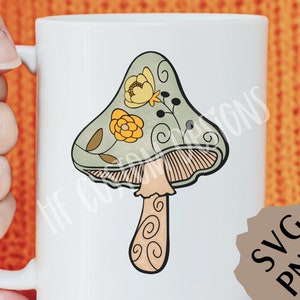 Mushroom svg | Mushroom png sublimation design | Hand drawn cottage core aesthetic design | cottagecore svg | Vintage design image 5