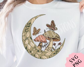 Mushroom Svg| Mushroom Png | Cottagecore aesthetic png | Mushroom sublimation design | Celestial Mushroom png | Commercial use